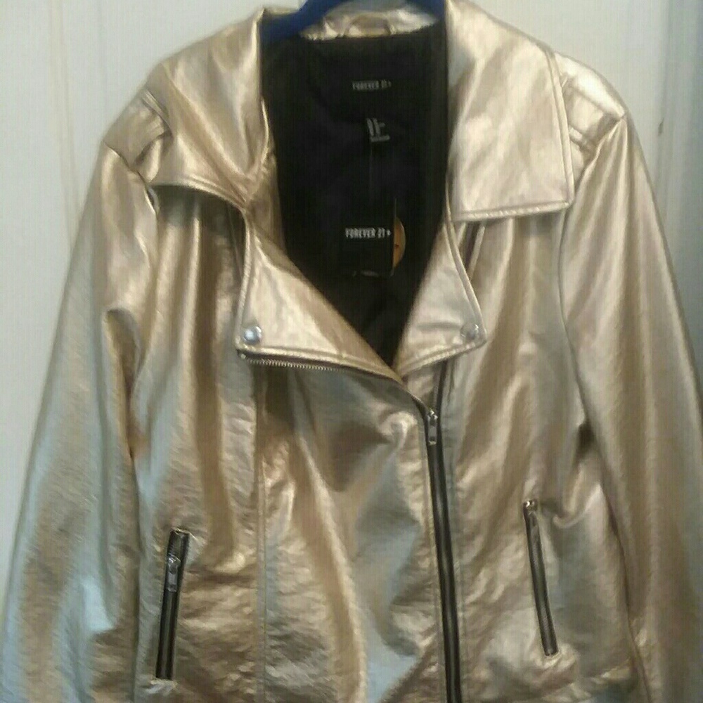 Forever 21 Gold Moto Jacket